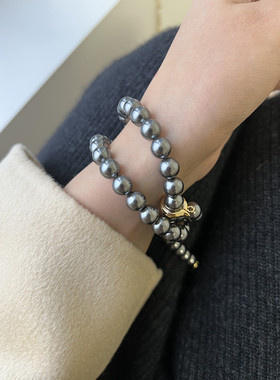 施家珍珠女正圆强光气质毛衣链