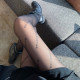 Letter printed thin sexy stockings black