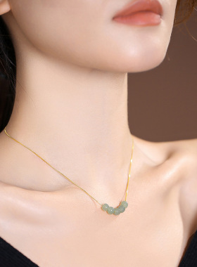 S925 银项链巴度饰品抖快直播项链轻奢和田玉盒子链INS风国潮项坠