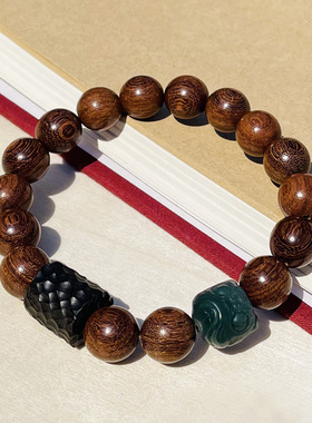 【醒狮】金丝檀木菩提醒狮木雕黑檀木清冷感手串手链大仙的串儿