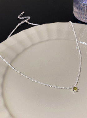 ins风波光粼粼项链女设计感小众绿色闪钻吊坠锁骨链轻奢爆款配饰