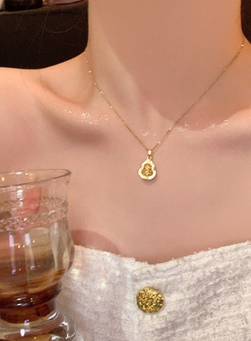 新中式国风葫芦吊坠钛钢项链女轻奢小众设计感精致锁骨链颈链配饰