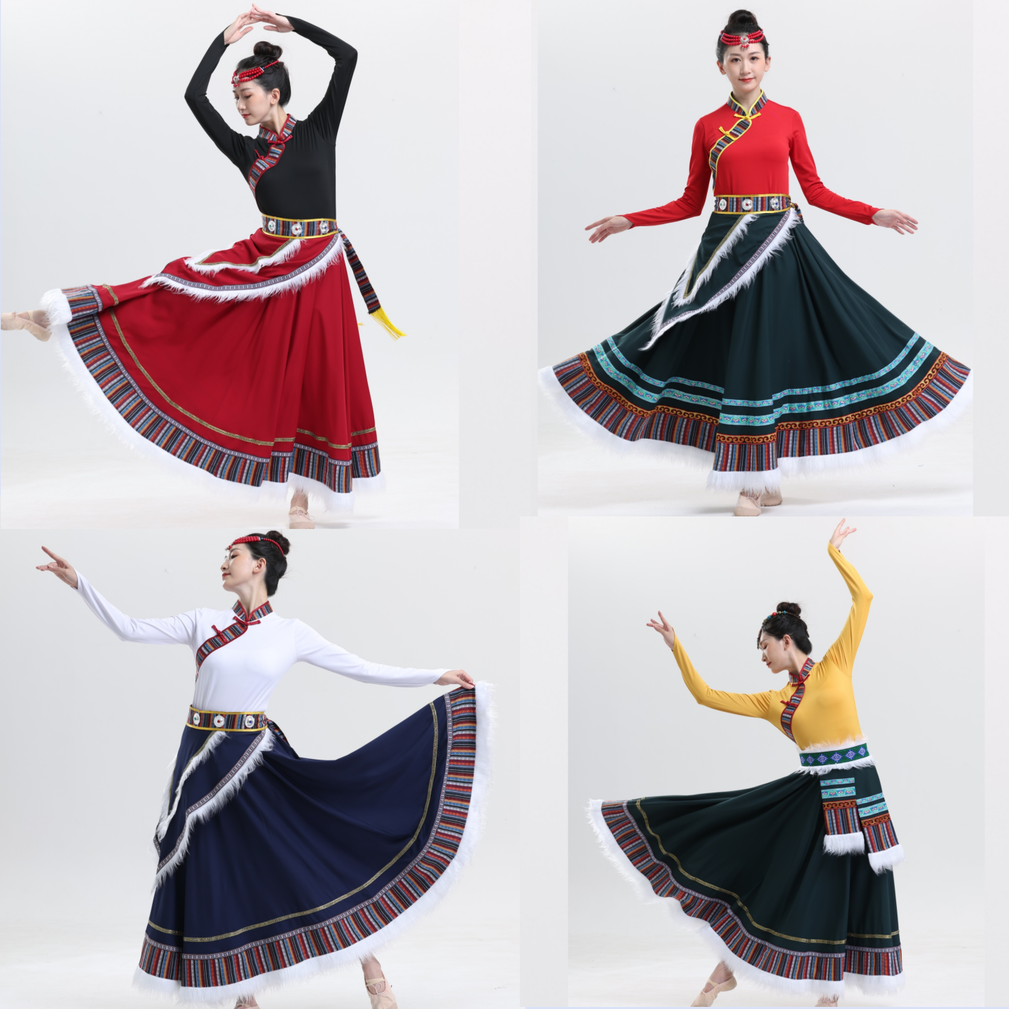 新款藏族夏尼玛演出服民族广场舞半身裙舞蹈大摆裙艺考练习裙女,淘宝优惠券,粉丝福利购,淘宝优惠卷