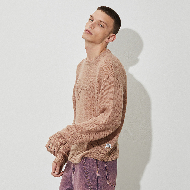 JOYRICH 秋冬男女同款美式街头立体logo钩织宽松马海毛镂空毛衣