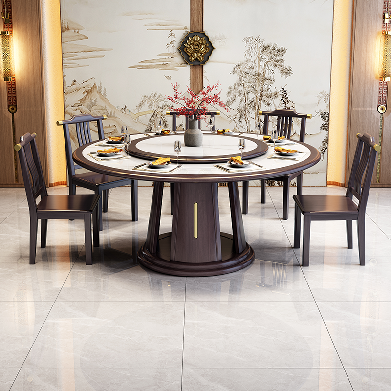 实木岩板餐桌椅组合现代简约2025新款酒店圆形大圆桌家用吃饭桌子,淘宝优惠券,粉丝福利购,淘宝优惠卷