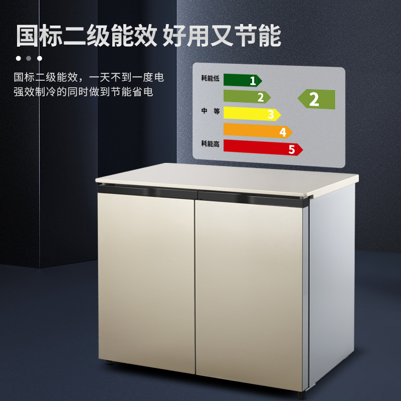 先科卧式冰箱嵌入式冰柜家用风冷无霜小型柜双门橱柜厨房矮电冰箱-图0