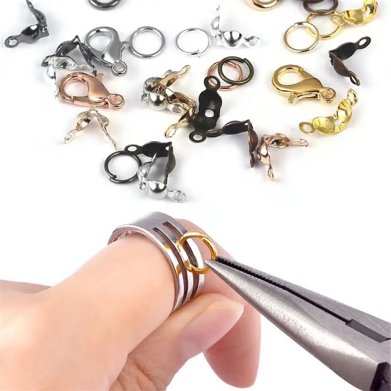 100pcs Lobster Clasp Jump Rings Connector Clasp Crimp End - 图2