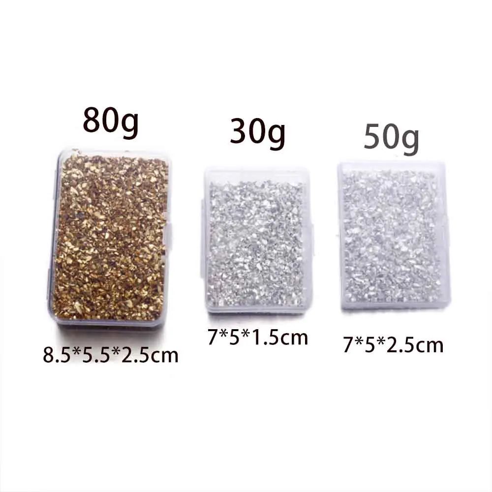 80g/Box Color Irregular Resin Filling Crushed Glass Stones F - 图0