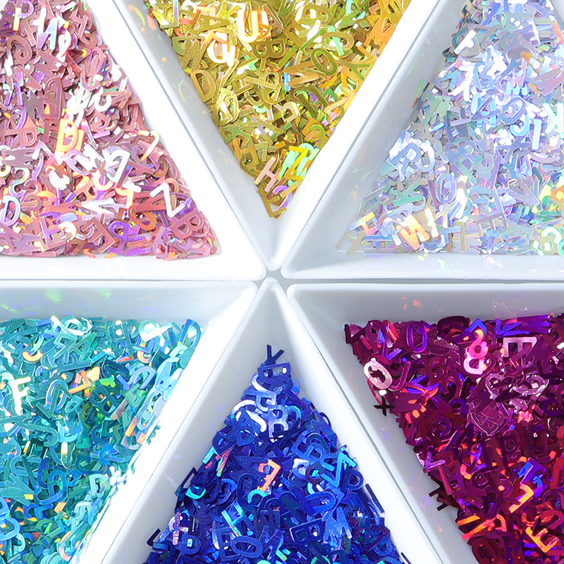 Holographic Glitter English Alphabet Flakes For Epoxy Resin - 图0