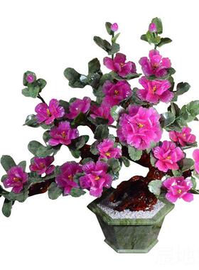 高档玉雕刻丹花摆室件客厅酒柜茶几装饰品办公家居牡创意大工石艺