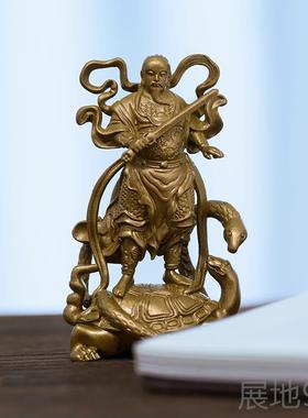 高档古玄天上帝神像复真武大帝间铜像件小款精致随身像摆禅意茶空