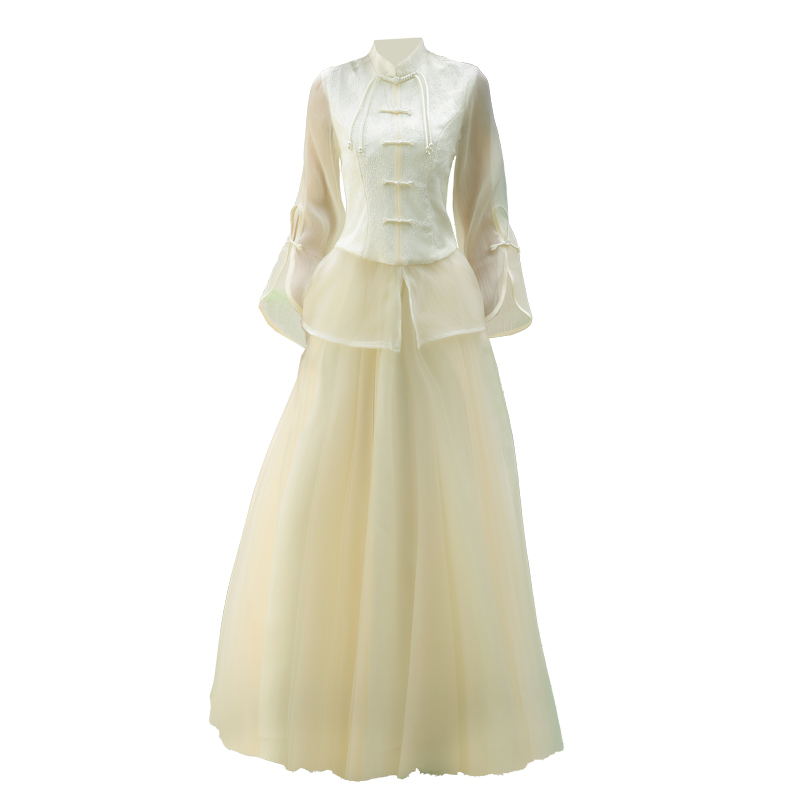 中式伴娘服女2025冬季新款姐妹团礼服小个子高级感仙气旗袍伴娘裙 - 图3