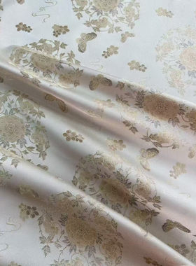 国风织锦缎金丝玫瑰色织马甲旗袍面料春秋马面裙汉服装饰提花布料