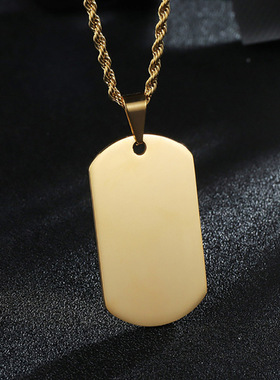 跨境不锈钢军牌项链来图一件激光雕刻双面情侣照片刻字吊坠