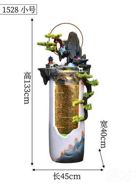 正品流水喷假山轻奢欧泉鱼开缸加湿器业客厅办公室摆件落式地装饰