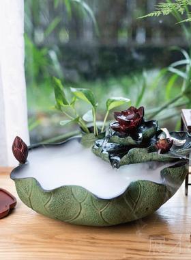 正品匠心坊中桌式荷花盆景景观面水流水摆件循环厅喷泉室客内小型