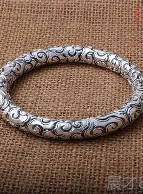 正品纯侣银手环999纯银手工男士手全图案美猴王金环情海定神针