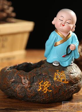 正品书创意小和尚花器摆可爱禅意装公仔家居饰件办公室房摆设送朋