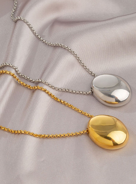 钛钢椭圆吊坠项链女轻奢小众时尚长款高级感2024年新款爆款毛衣链