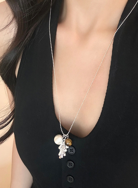 天然石水滴流苏长款项链女