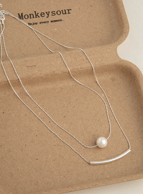 设计师款双层珍珠微笑锁骨链
