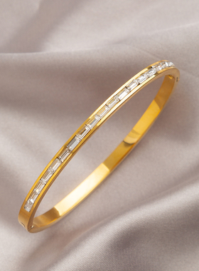 多切面钛钢手镯女素圈不掉色