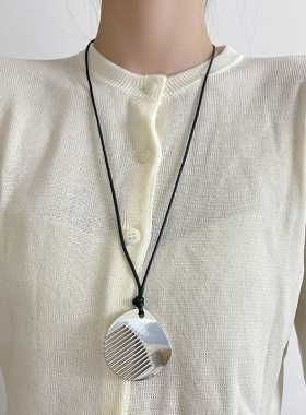 小版梳子项链复古长款吊坠女小众设计锁骨链2024新款毛衣链配饰潮