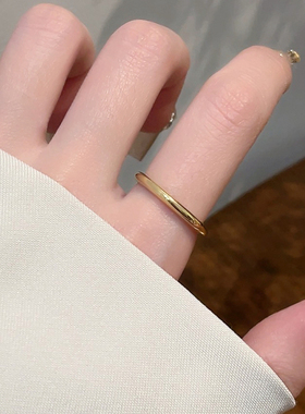 古法传承素圈戒指女气质小众设计感轻奢食指钛钢简约不掉色指环