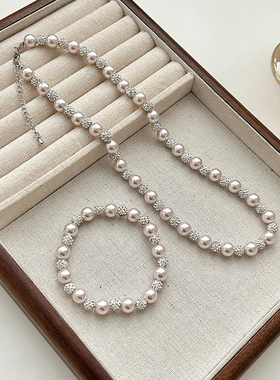 新款曼塔玫瑰珍珠法式优雅锁骨链