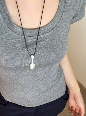 王鹤棣同款银色勺子吊坠项链