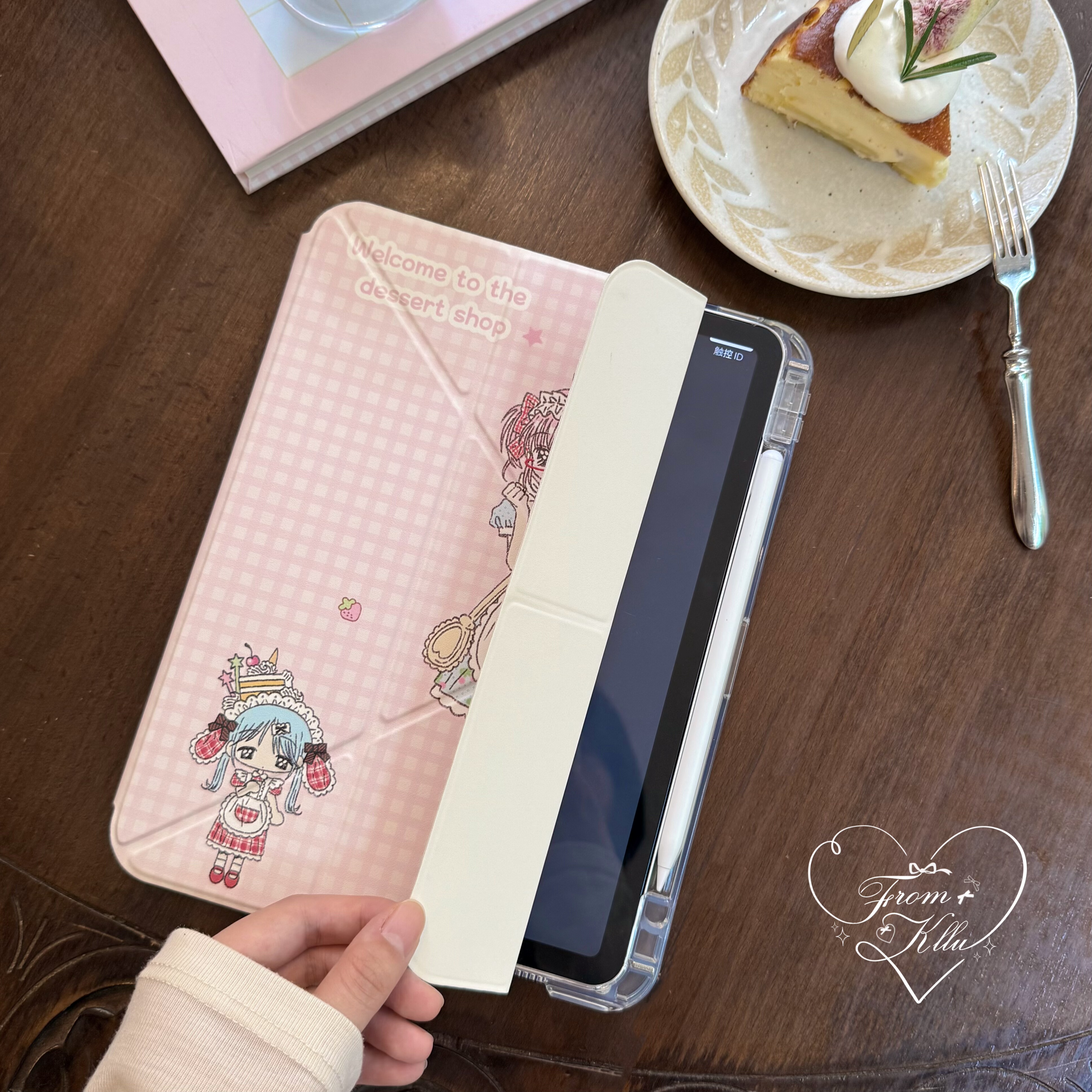 可露露原创昭和点心屋3+y折滑轨拆分款式ipad保护套带笔槽pu皮革亚克力防弯古早感适用于11代air4567 11英寸 - 图1