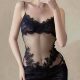 2025 New Sexy Lingerie Large Size Sexy Heavy Industry Embroidery Perspective Uniform Sexy Suspender Pajamas Nightdress QQ
