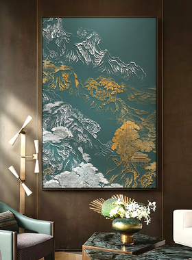 茶室新中式浮雕肌理挂画风景