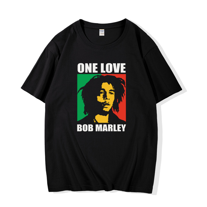 t恤纯棉男装夏季牙买加雷鬼bobmarley短袖潮流摇滚乐队大码上衣 - 图1