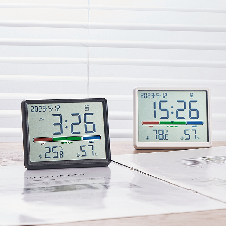 冰箱贴磁吸时钟桌面电子温湿度计闹钟母婴家用壁挂温湿度表厨房钟