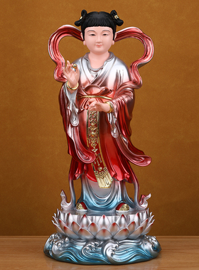 善财童子龙女金童玉女观音菩萨佛像左右童男童女像体家用供奉摆件