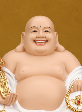 弥勒佛菩萨佛像大肚开心笑佛家用客厅办公司店铺供奉招财树脂摆件