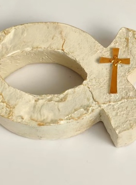 鱼形十字架摆件双面树脂工艺品摆件