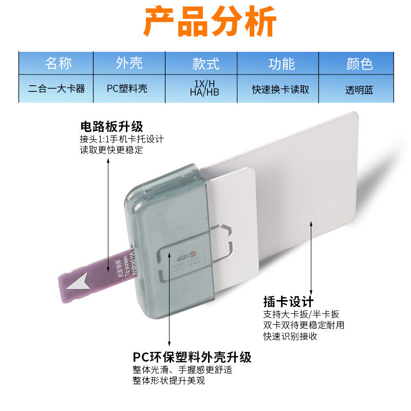 适用苹果xr12双大卡卡槽安卓p40pro大卡器快速换卡免重启换开卡器