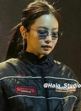Jennie同款冰蓝色无框墨镜