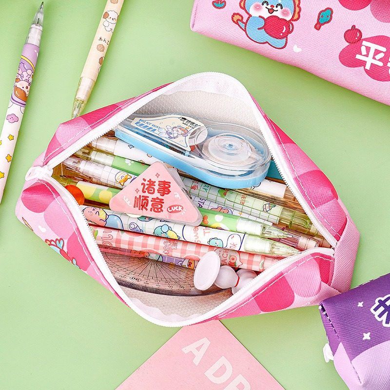 Cartoon inspirational text pencil bag for primary school students stationery gift large capacity pencil bag cute high value stationery
