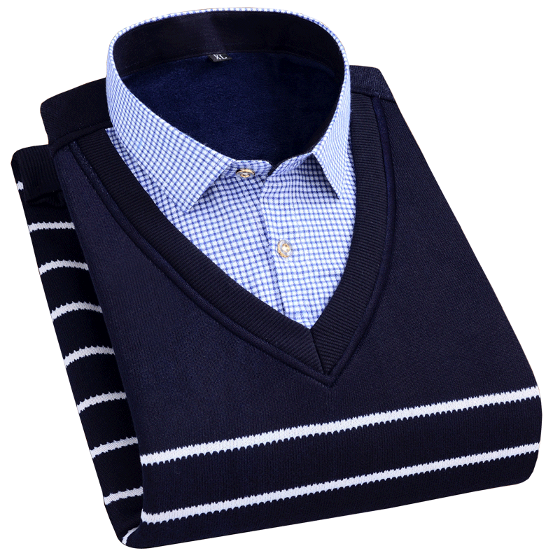 知晨男士保暖假两件针织衫男装衬衫 知晨衬衫