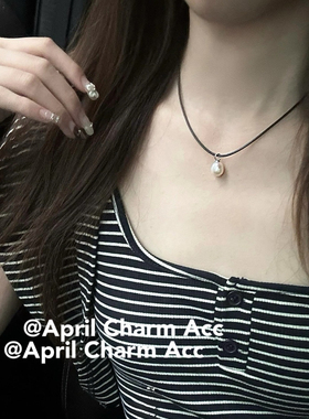 AC定制 宋茜同款S925纯银天然淡水珍珠手工皮绳叠戴小众锁骨链女