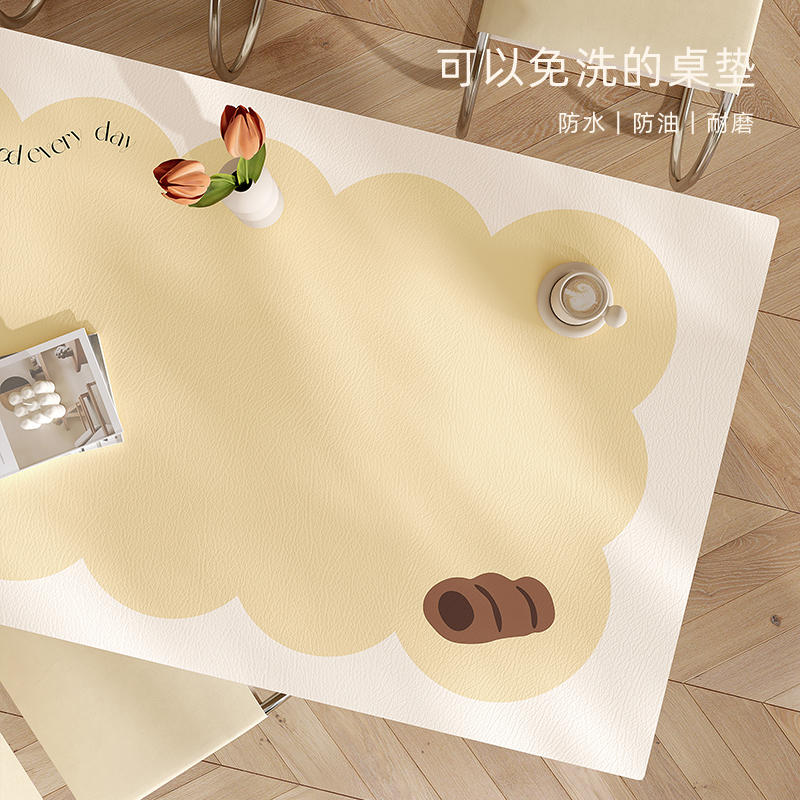 高级感奶油风桌布防水防油免洗防烫简约现代皮革桌垫餐桌垫茶几布,淘宝优惠券,粉丝福利购,淘宝优惠卷