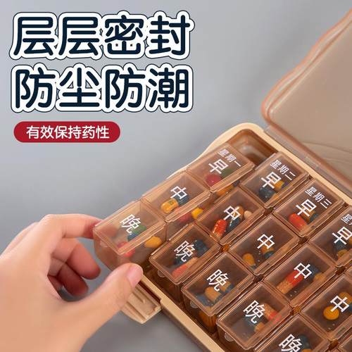 老人健忘药盒药品分装盒一周七天便携分药器吃药定时提醒服药大 - 图3