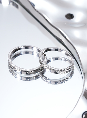 冰川足银999闭口情侣对戒戒指