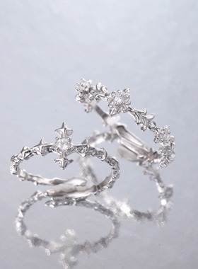 【荆棘铠甲】le情侣对戒纯银S925十字架礼物闺蜜拉拉双女女