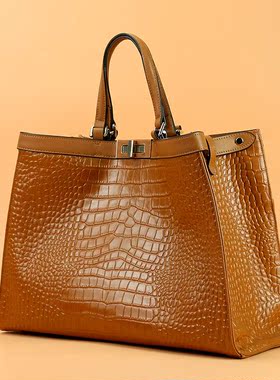 2024新款真皮包包 COZY ZOEY鳄鱼纹头层牛皮通勤包托特包 handbag