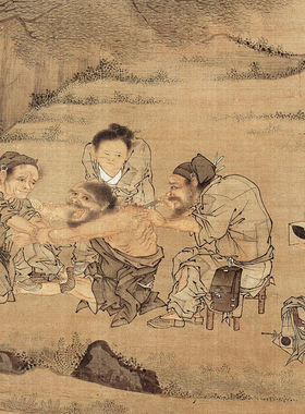 艾灸馆复古挂画养生馆中医馆挂画