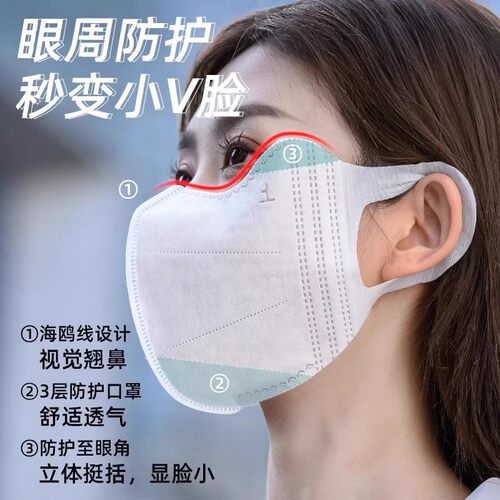 防晒口罩3D立体夏季薄款高颜值女护眼角一次性男潮2025新款时尚版 - 图3